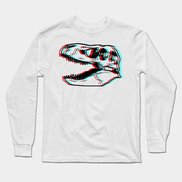 T rex 3D Dinosaur Long Sleeve T-Shirt by Trippycollage